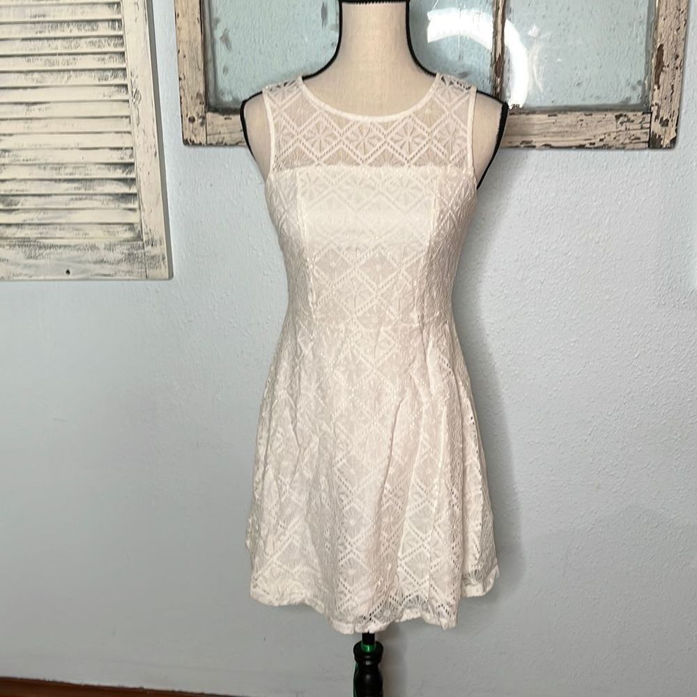 Adorable Lace Overlay Fit & Flair Dress by Monteau